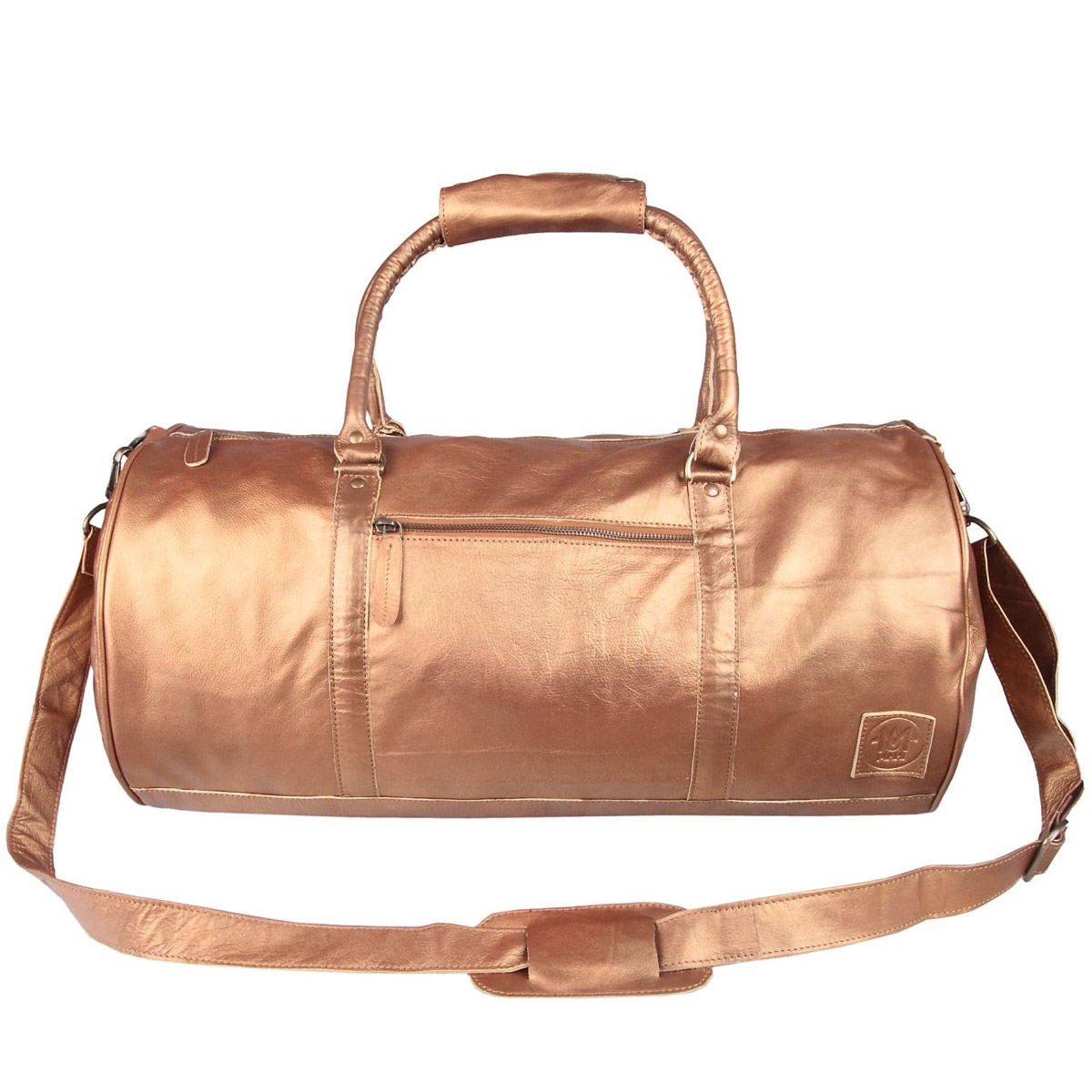 Overnighter / Gym bag in Bronze Leather