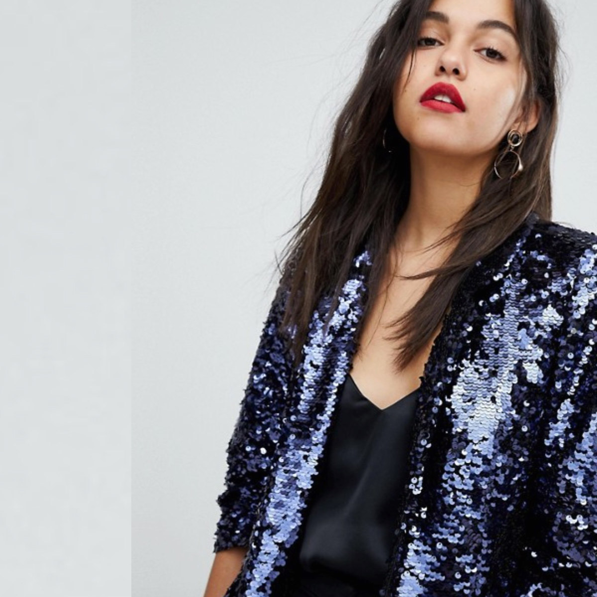 Buy this navy sequin blazer from River 